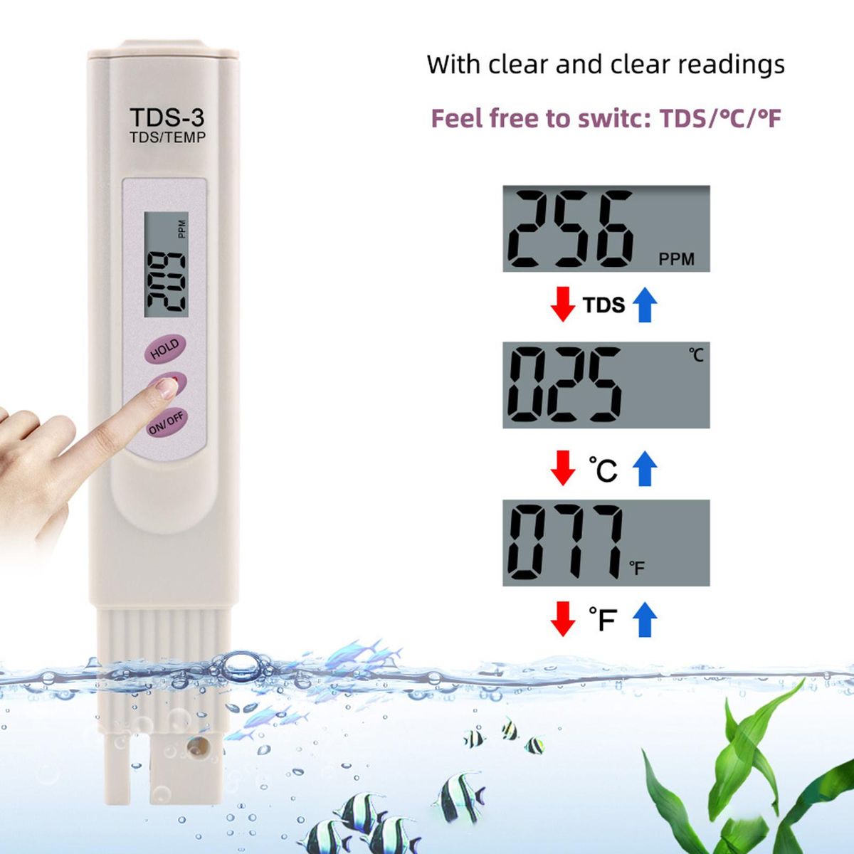 Digital Total Dissolved Solid Meter Water Quality Tester Temperature Meter Accurate and Reliable 0-999ppm Water Test Meter for Drinking Water Aquariums Swimming Pool Spa