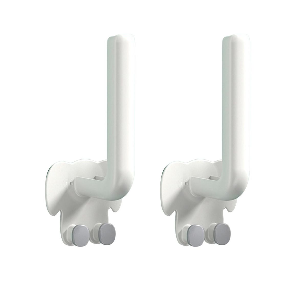 2Pcs Kitchen Holders L-Shape Wardrobe Hanging Hooks White