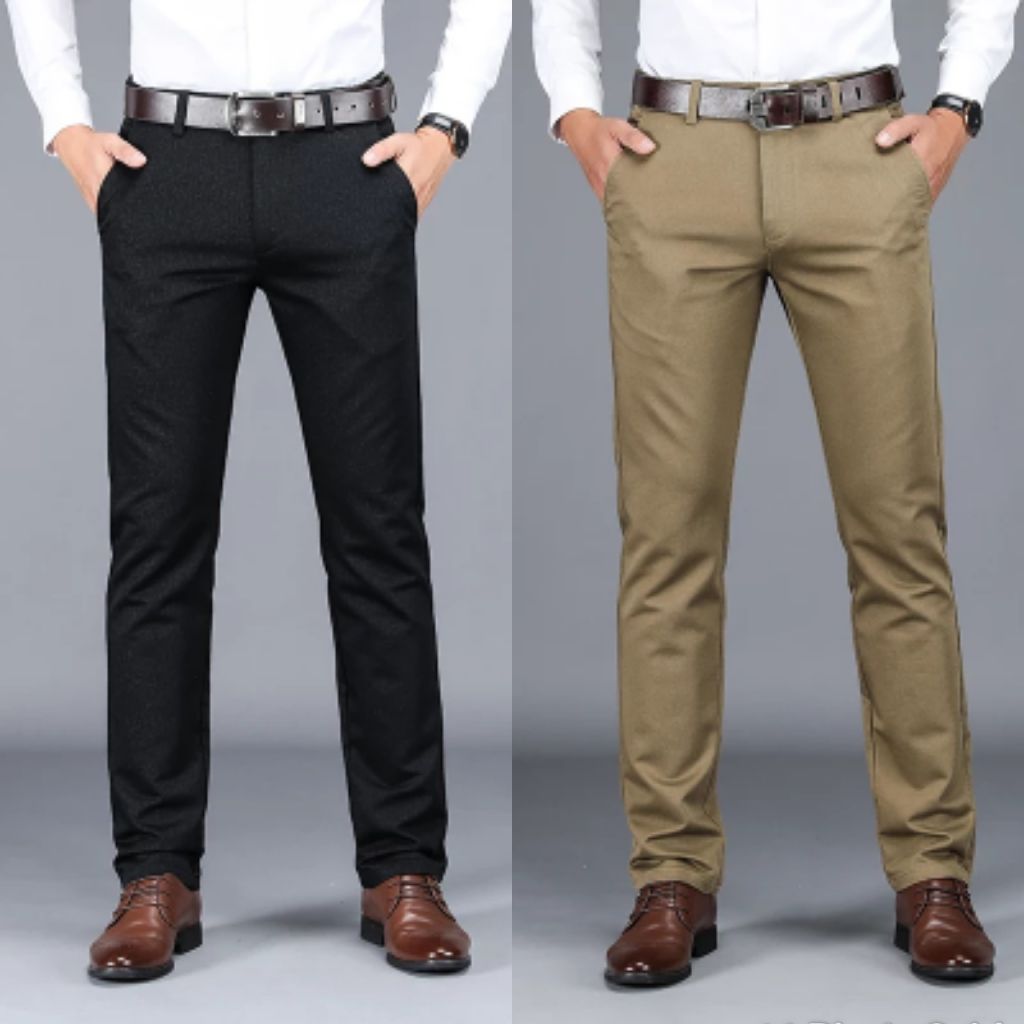 2pcs Corporate Chinos Pant : Black, Brown