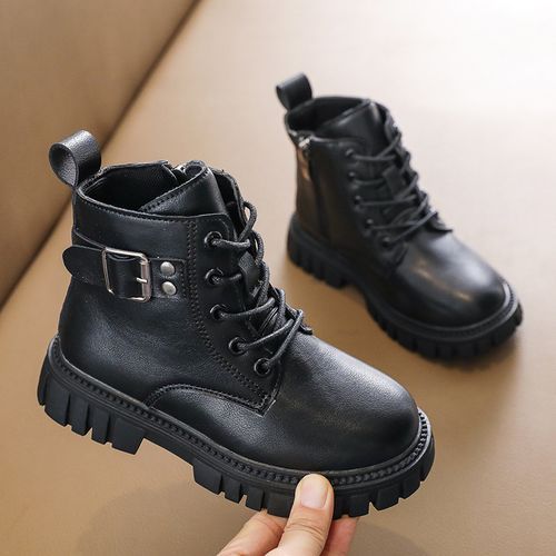 Girls Boots Fashion Children's Leather Short Boots-XHXL-9913/Black