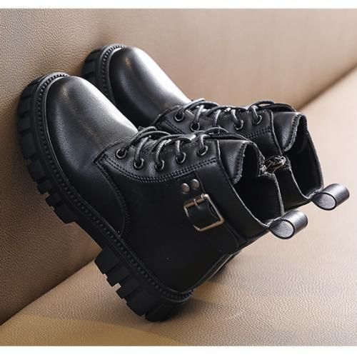 Girls Boots Fashion Children's Leather Short Boots-XHXL-9913/Black