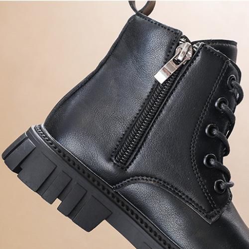 Girls Boots Fashion Children's Leather Short Boots-XHXL-9913/Black