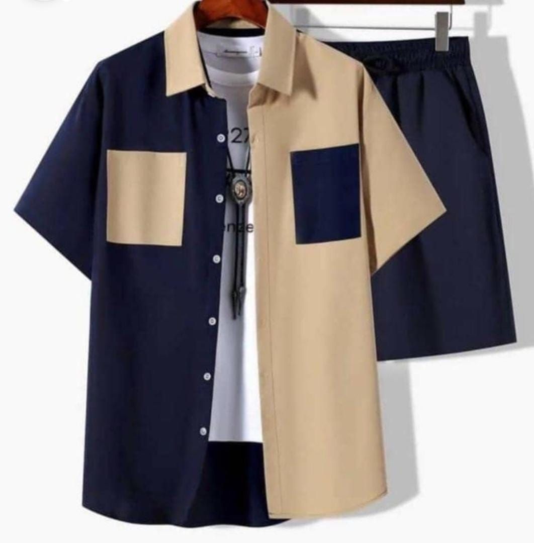 Unisex Up And Down  Outfits - Navy Blue And Brown