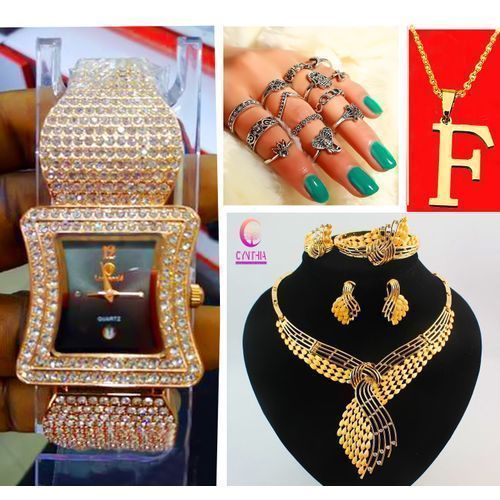 World Class Ice Out Wrist Watch For Classic Ladies + Gift Sets(Jewelry Set,Necklace/Knuckle Ring)