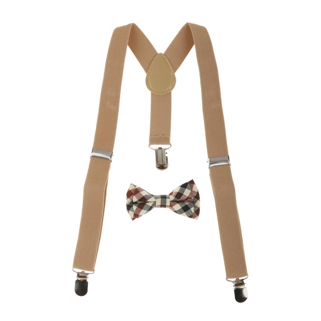 Girl Plaid Necktie Adjustable Y-back Brown​