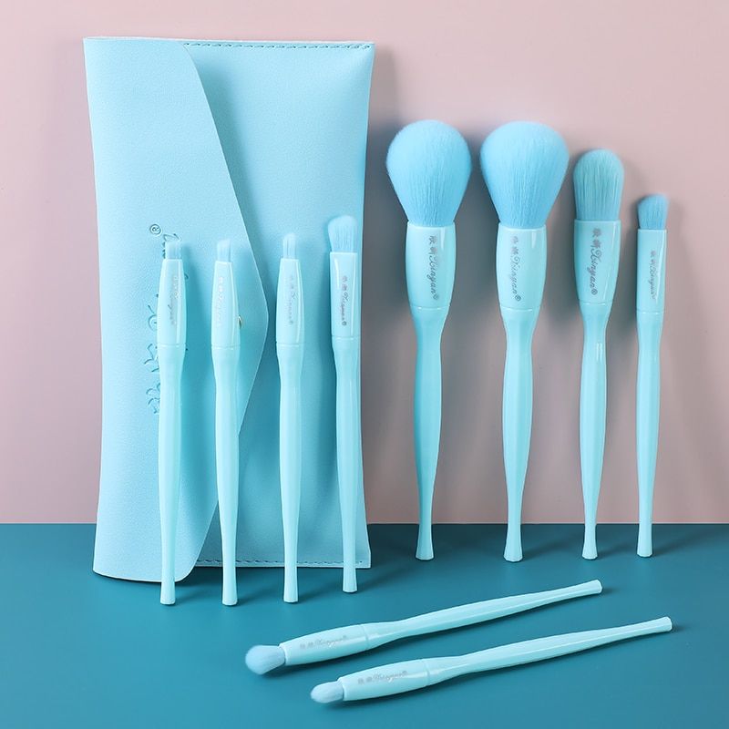 Candy Color Makeup Brushes Set With Bag Eyeshadow Powder Plastic Handle Concealer Cosmetics Eyebrow Beauty Eyelash Tools Blue