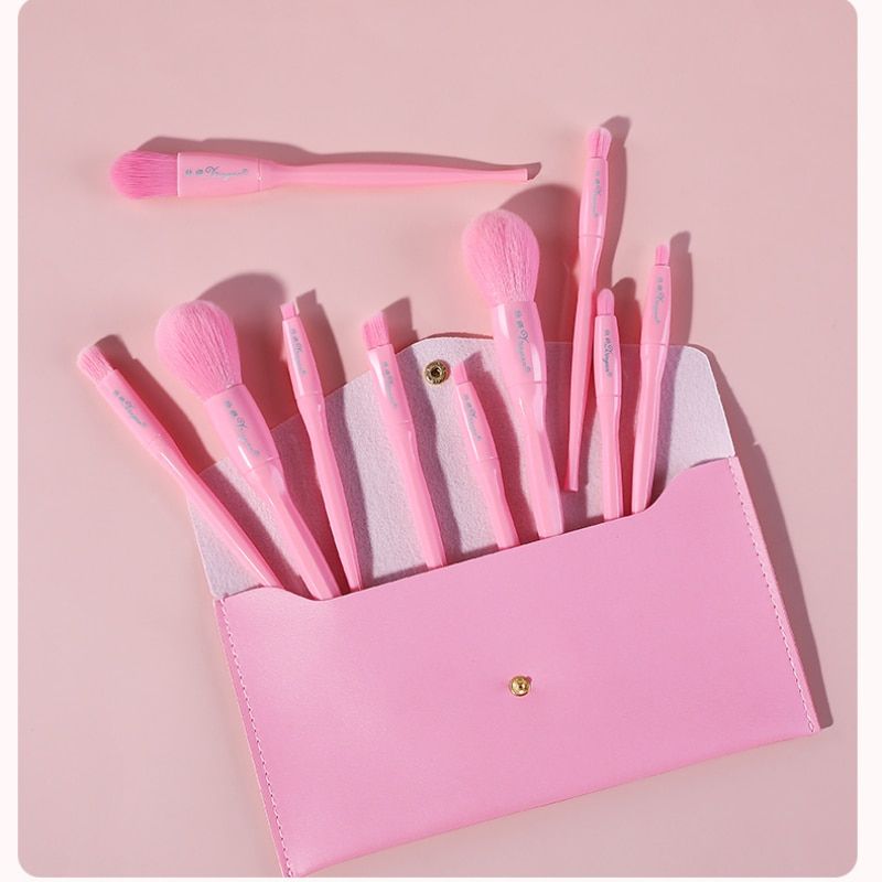 Candy Color Makeup Brushes Set With Bag Eyeshadow Powder Plastic Handle Concealer Cosmetics Eyebrow Beauty Eyelash Tools Blue
