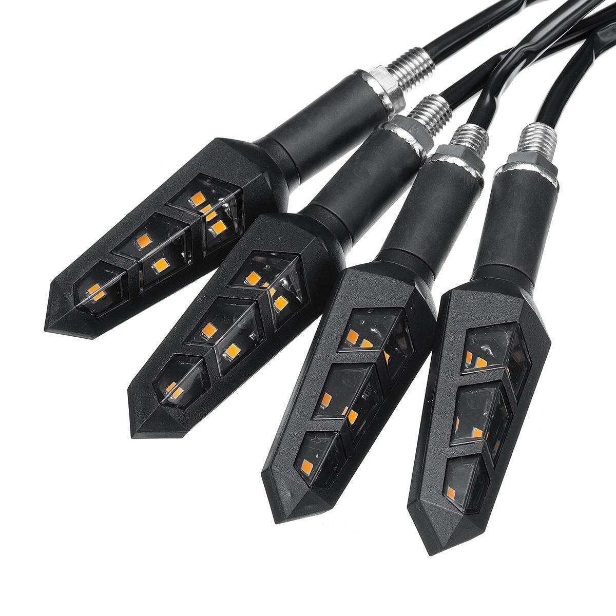 4x Universal Motorcycle Bike LED Turn Signal Blinker Light Indicators Amber 12V