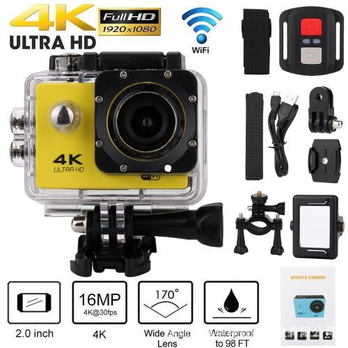 4K WIFI 3D Action Camera 2 LCD Wifi Waterproof Sports Camcorder Go Pro (yellow)