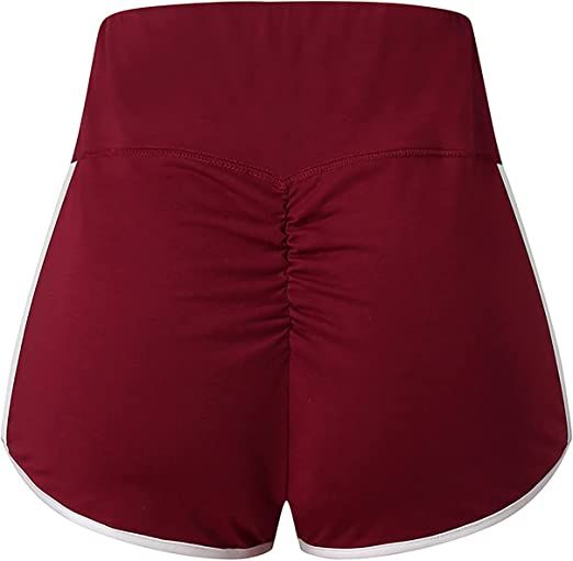 Women Gym High Waist Elastic Workout Short Stretch Yoga Red