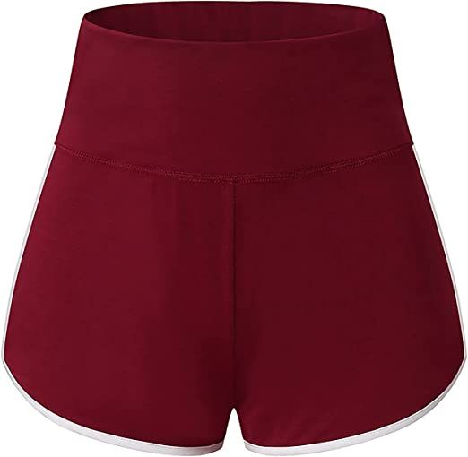 Women Gym High Waist Elastic Workout Short Stretch Yoga Red