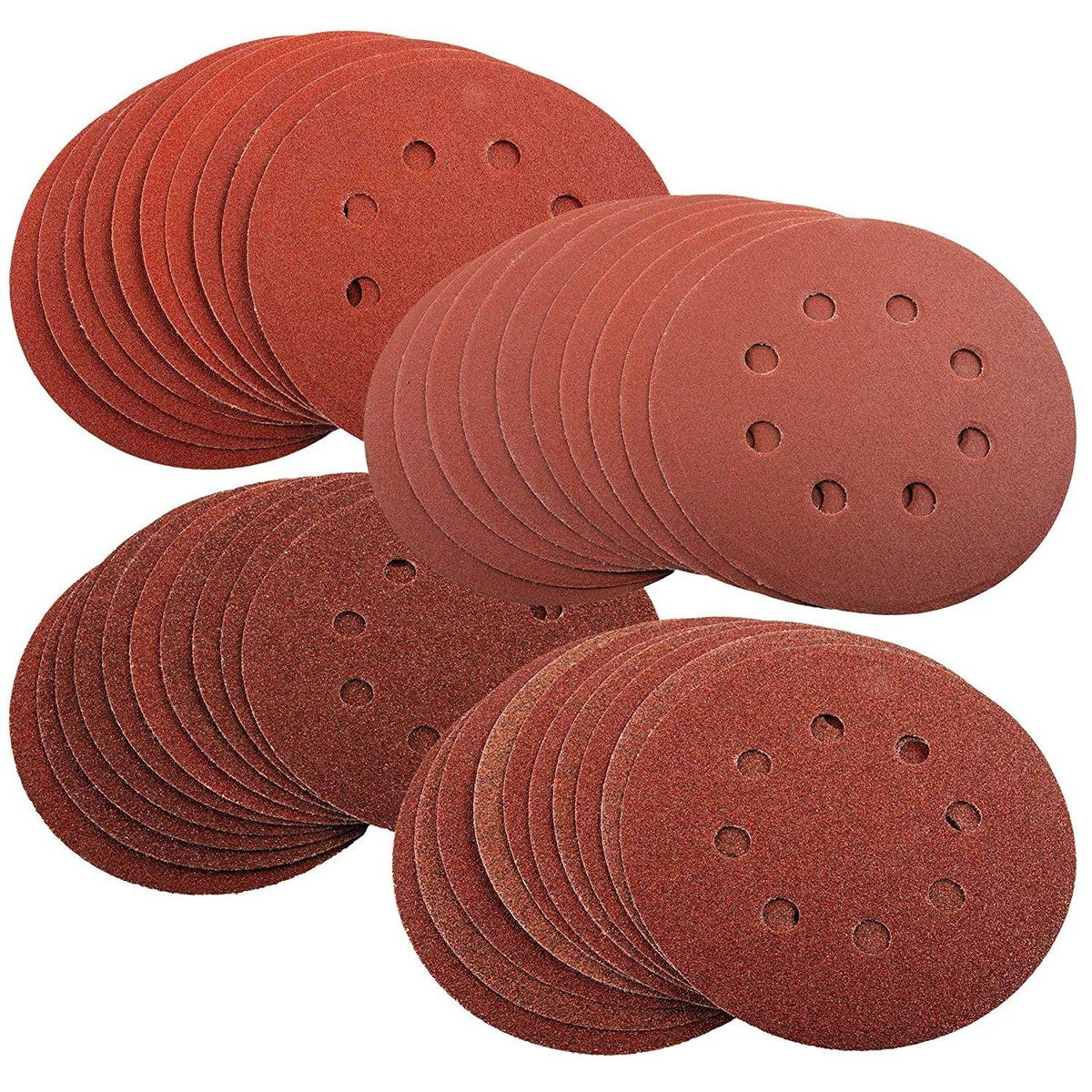 80PCS Sanding Discs Pads, 40 60 80 100 120 150 180 240 320 400 Grits 8-Holes Sandpaper Assorted for Multiple Orbital Sander