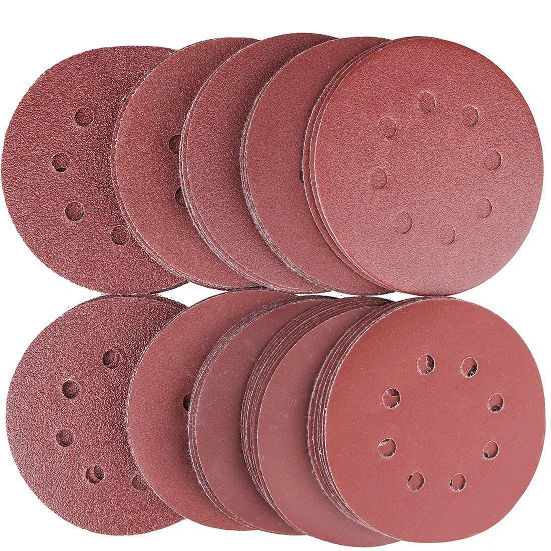 80PCS Sanding Discs Pads, 40 60 80 100 120 150 180 240 320 400 Grits 8-Holes Sandpaper Assorted for Multiple Orbital Sander