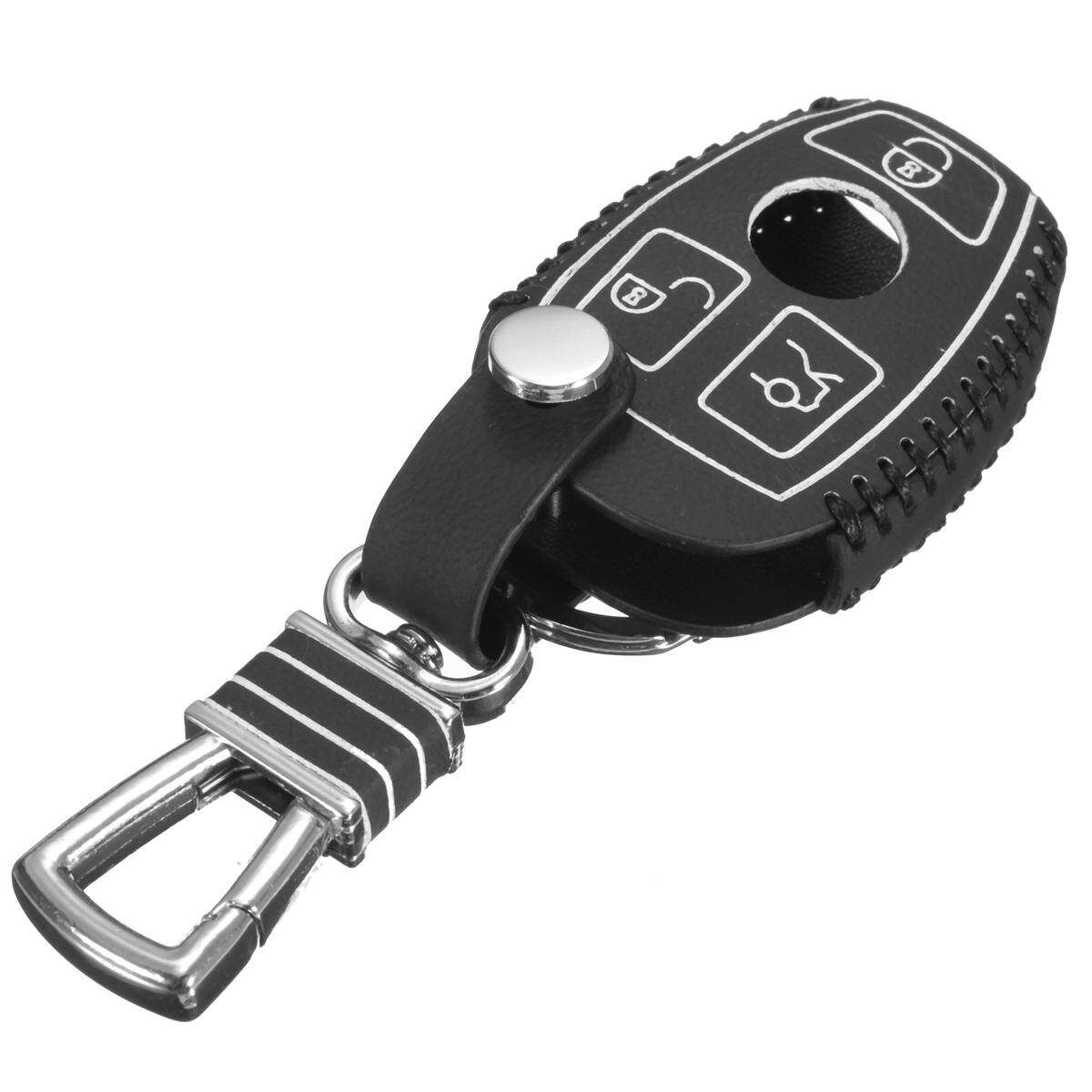 272238805597 High Quality Leather Remote Key Case Cover Holder For Mercedes-Benz White Line