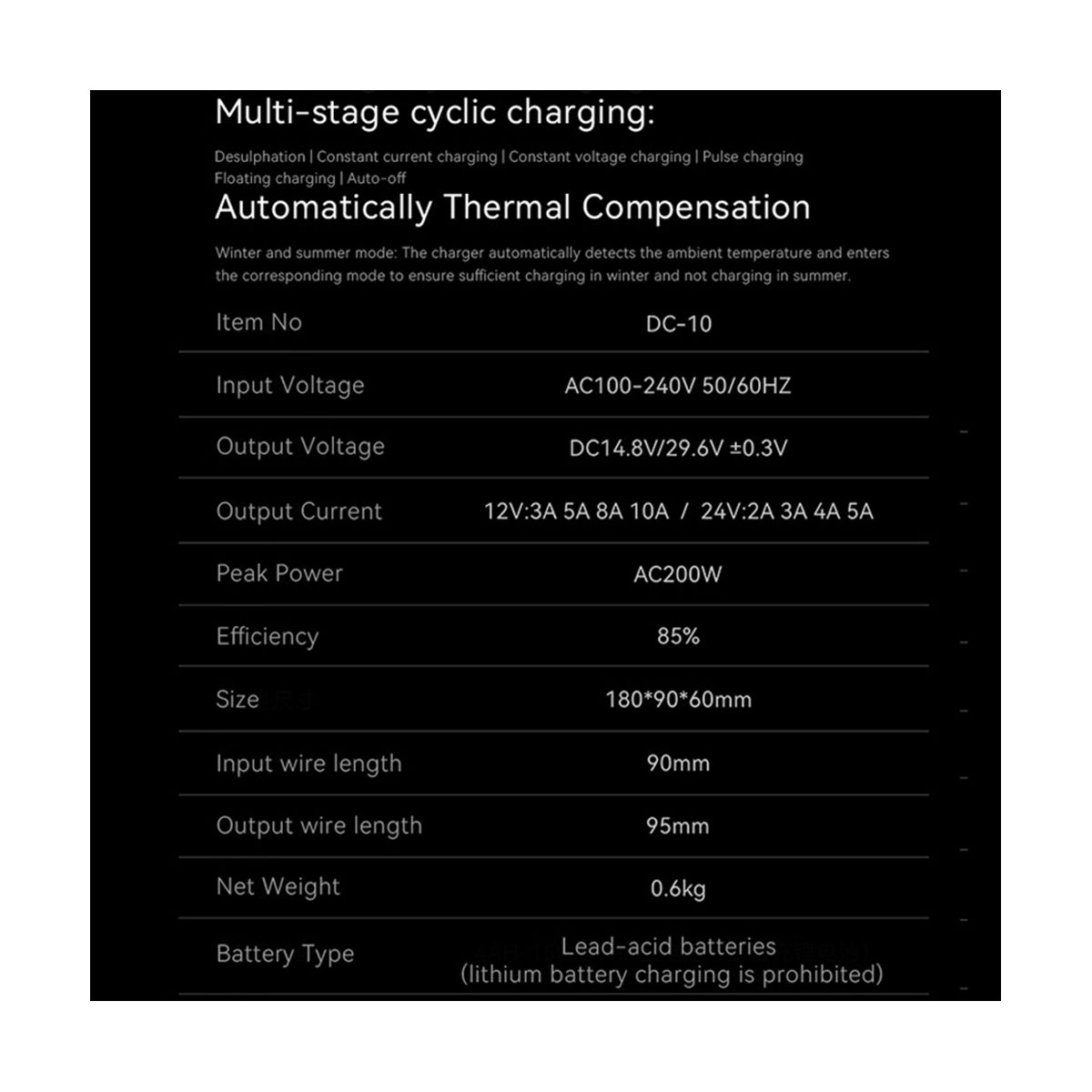 12V 10A Automotive Battery Charger 24V 5A Ca
