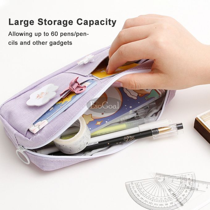 EsoGoal DIY Badge Solid Color Student Stationery Storage Bag