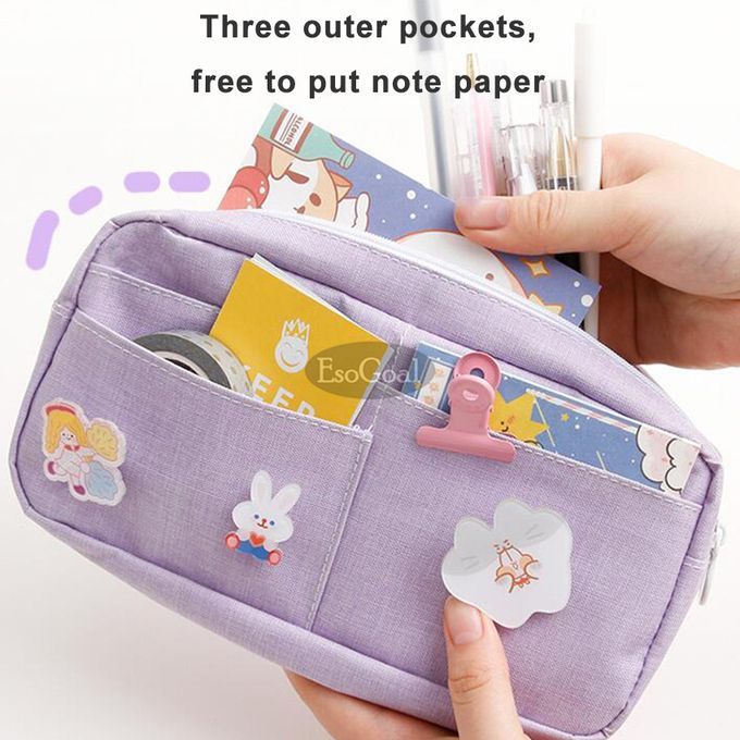 EsoGoal DIY Badge Solid Color Student Stationery Storage Bag