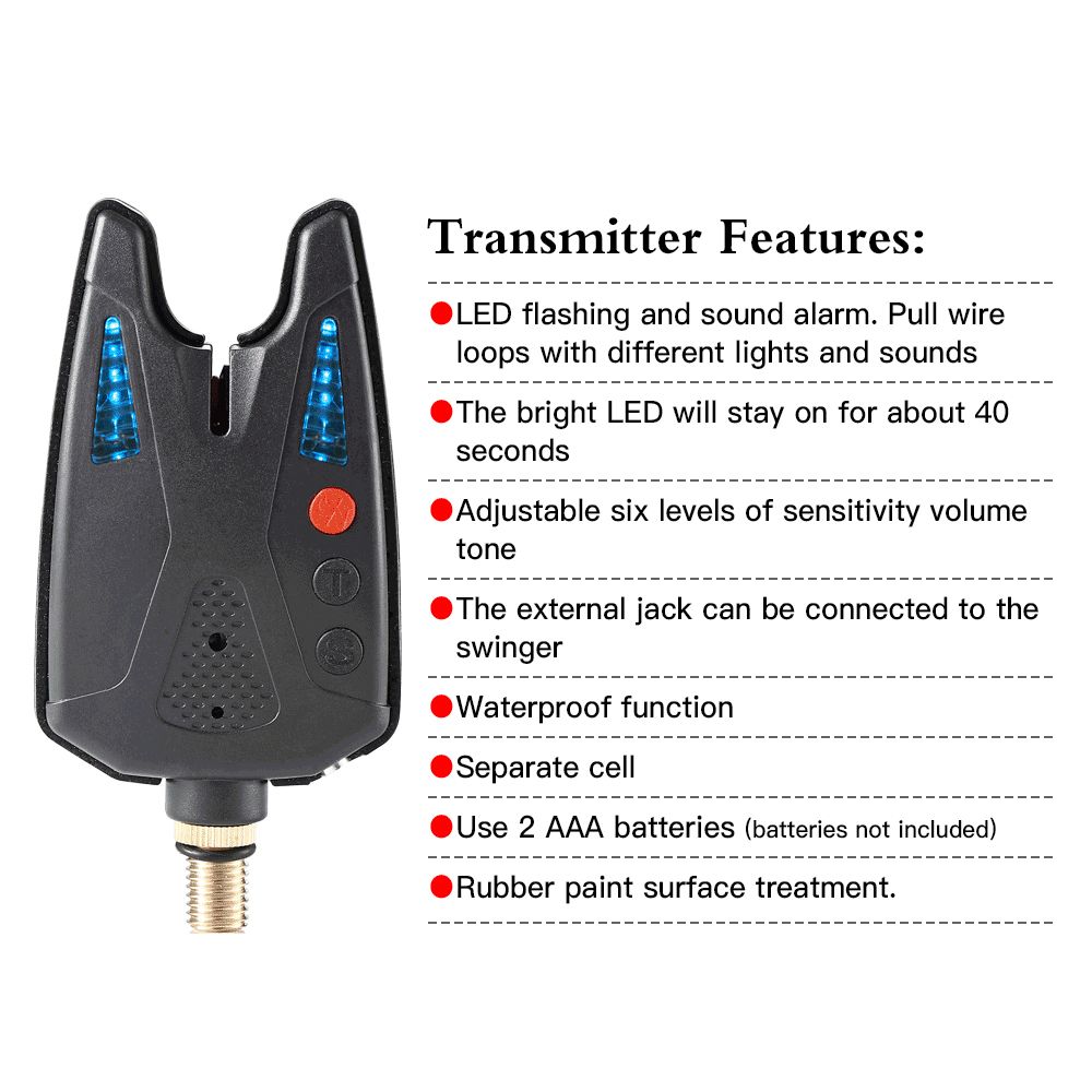 Electronic Fishing Alerts Bite Alarm LED Wireless Fishing