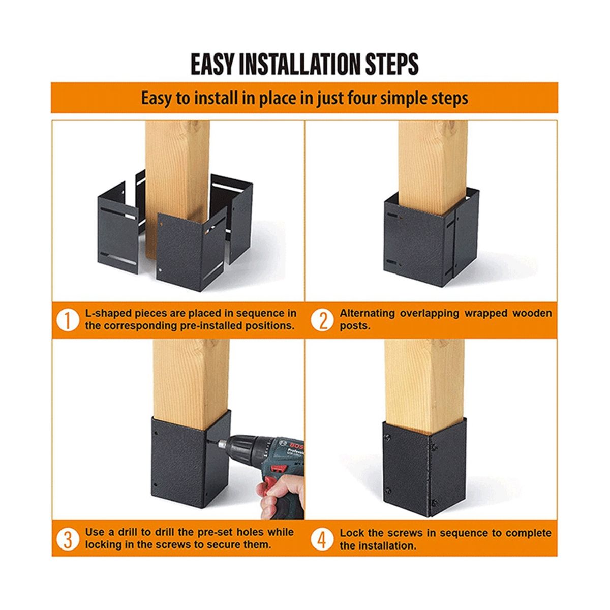 Stainless Steel Adjustable (Range 3.3-6Inch) Post Protector,Protects Wooden Mailboxes Fences From Lawnmower Rain Damage