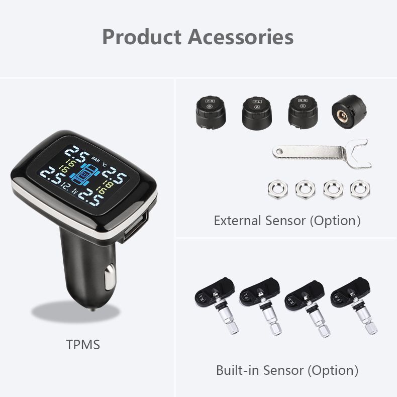 Tpms Cigarette Led Display External Internal Sensors Usb