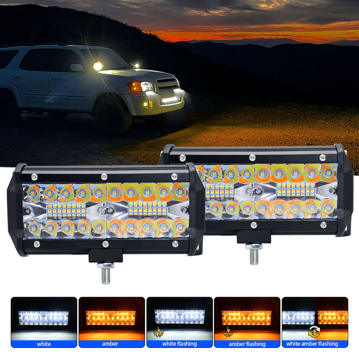 2Pcs 7Inch Led Work Light Bar Led Flood Spot Combo Fog Lamp
