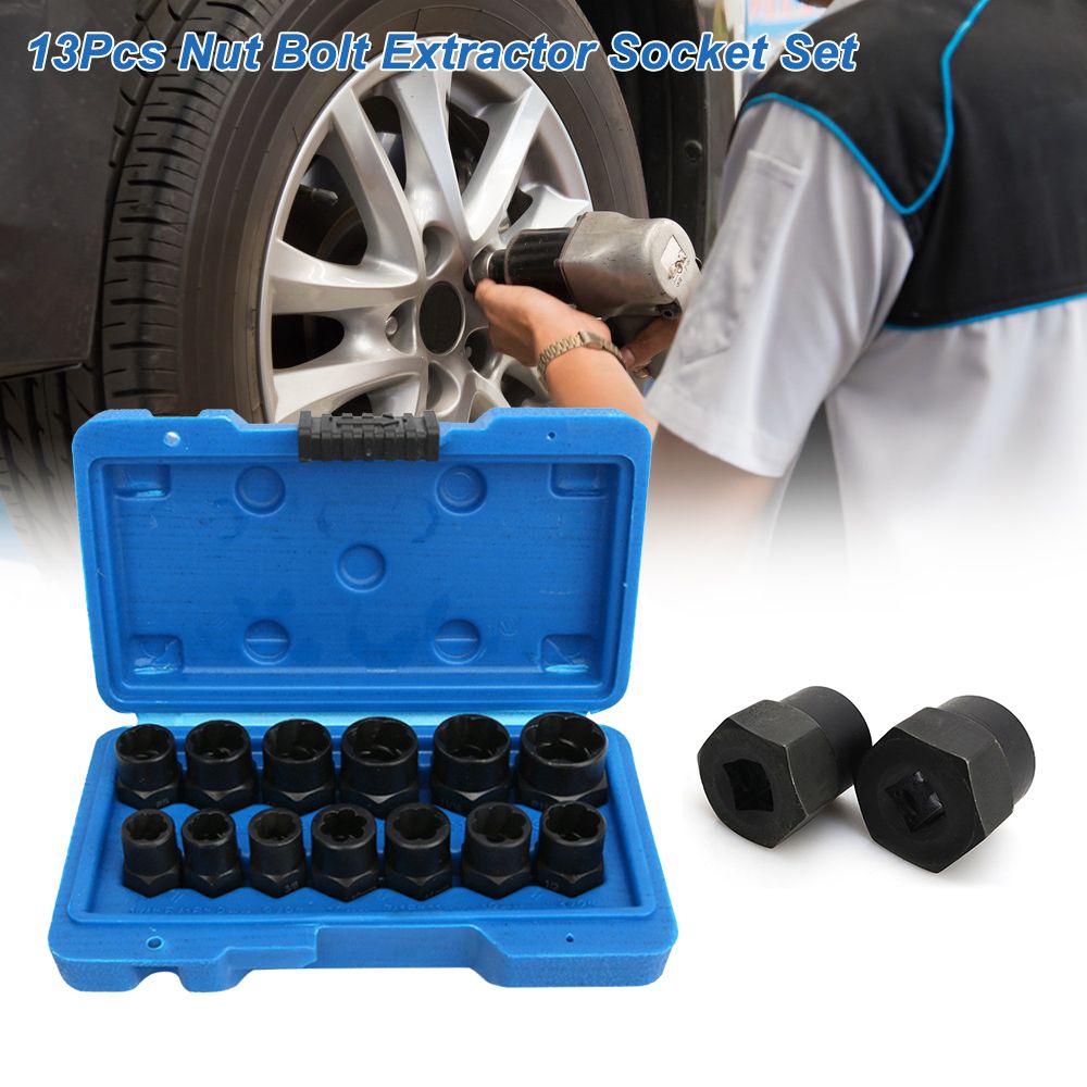 13Pcs Nut Bolt Extractor Socket Set Damaged Rusted Bolt