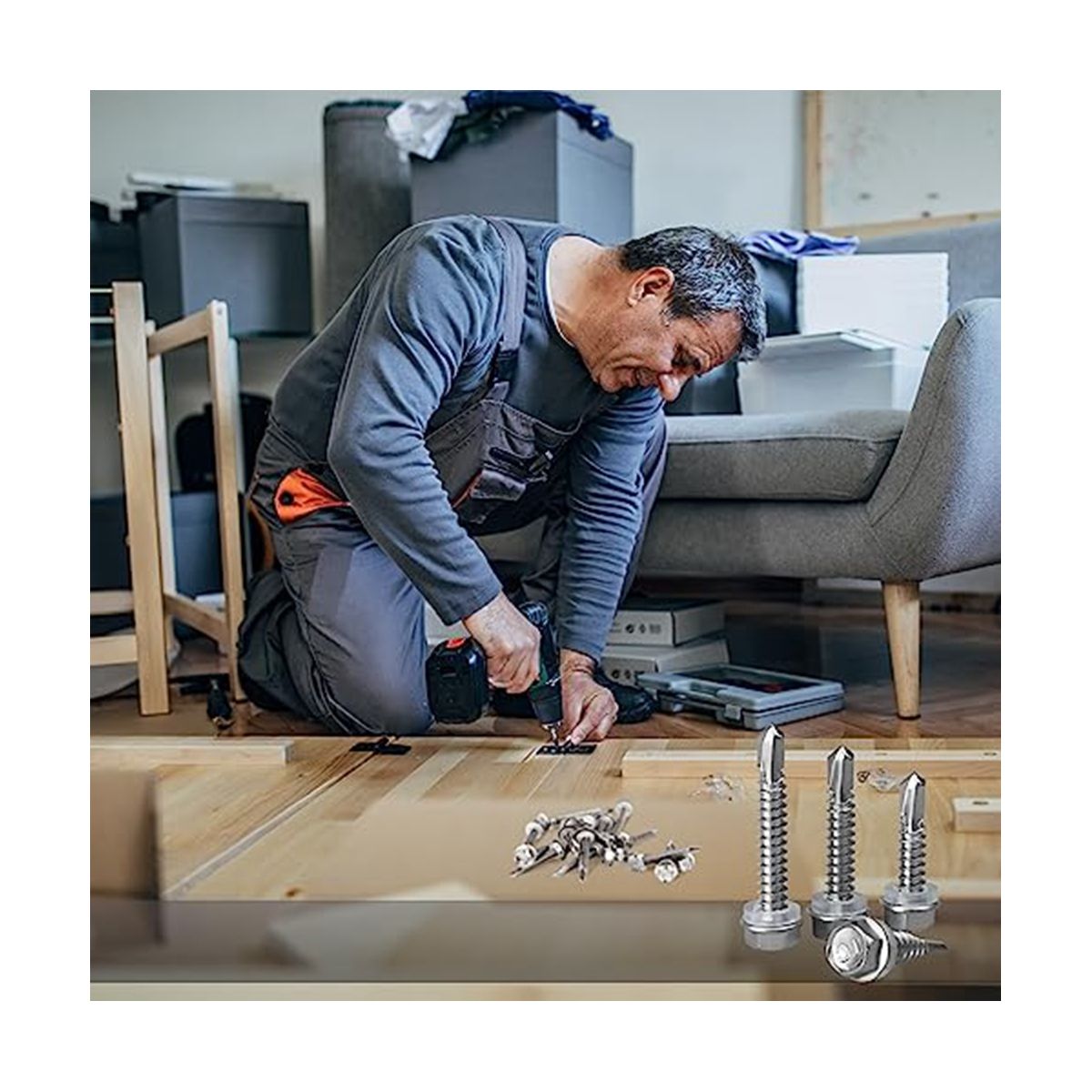 40PCS 14 x 1-1/2 Inch to 2-7/8 Inch Self Drilling Screws for Metal,Stainless Steel Sheet Screws,for Building and Repair