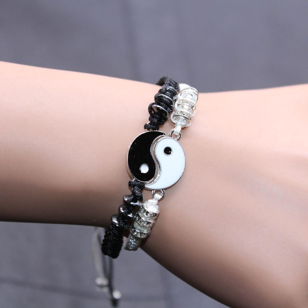 2Pcs/Set Couple Yin-Yang Tai-Chi Bracelets For Best Friends Lovers Valentines