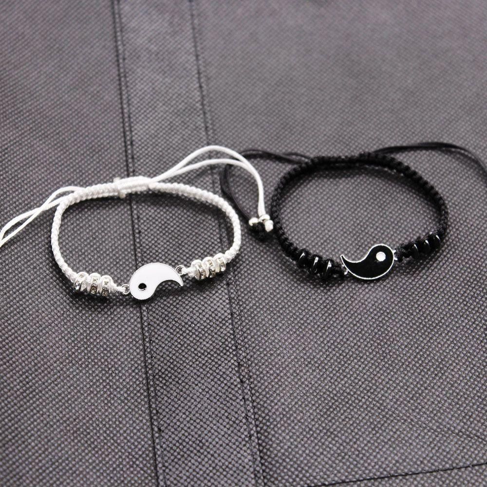 2Pcs/Set Couple Yin-Yang Tai-Chi Bracelets For Best Friends Lovers Valentines