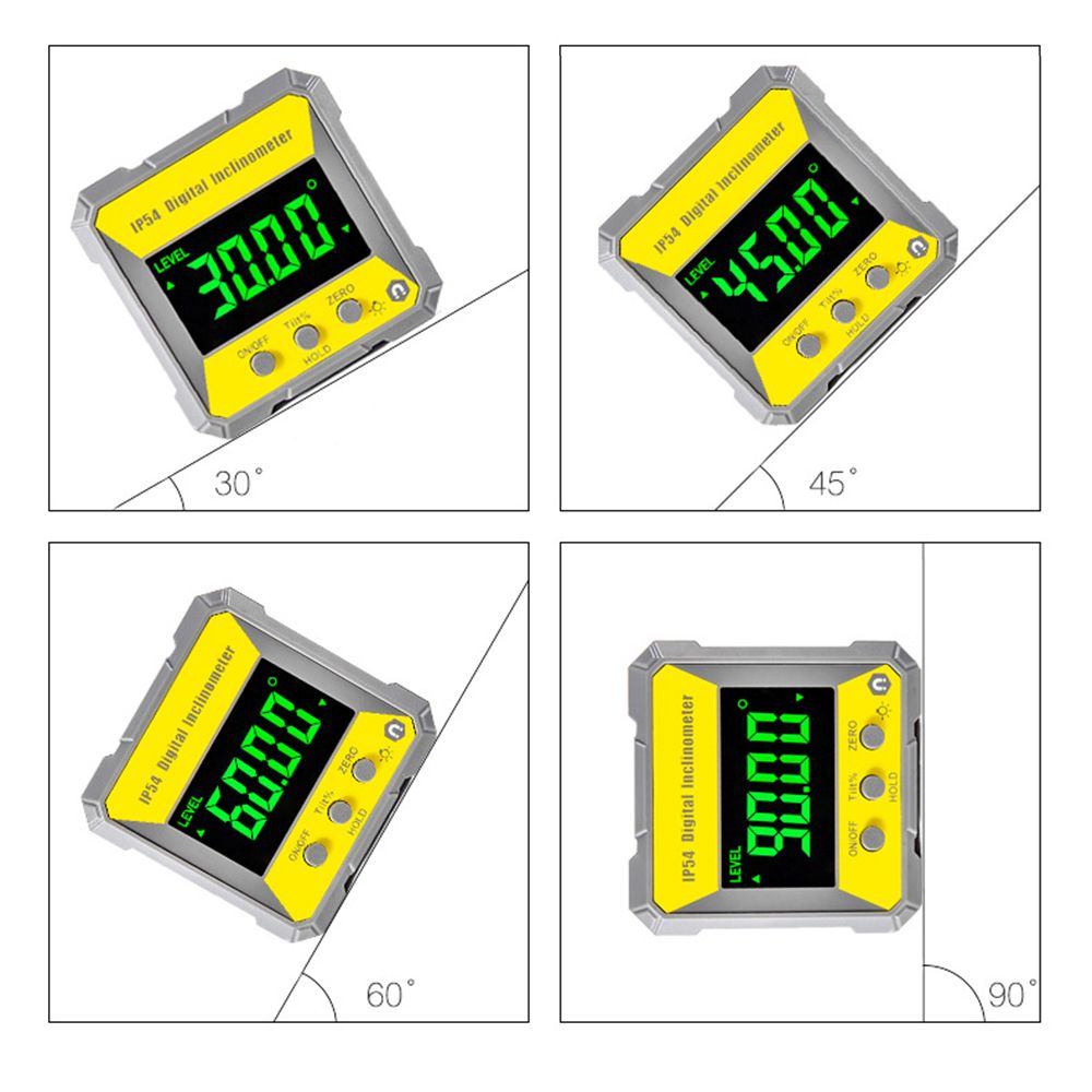 4 X 90 Degrees Digital LCD Protractor Inclinometer Magnetic