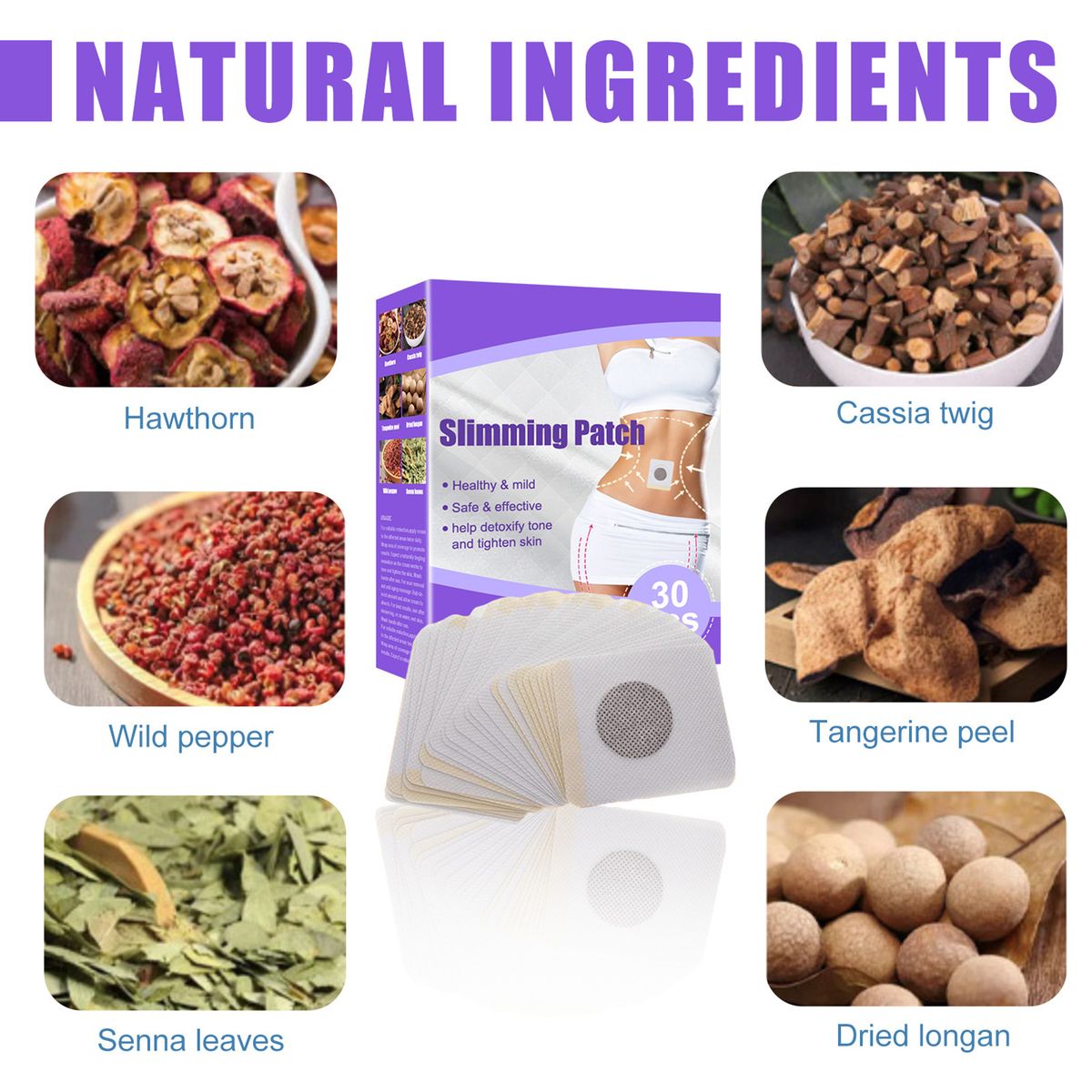 30Pcs Slimming Patches Natural Ingredients Healthy Mild