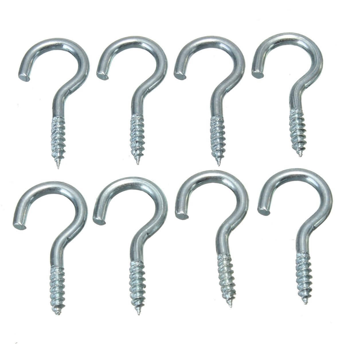 50x Zinc Plated Metal Screw Hooks Rings Hanger For Hanging Cups Garden Plants 1.8x20mm