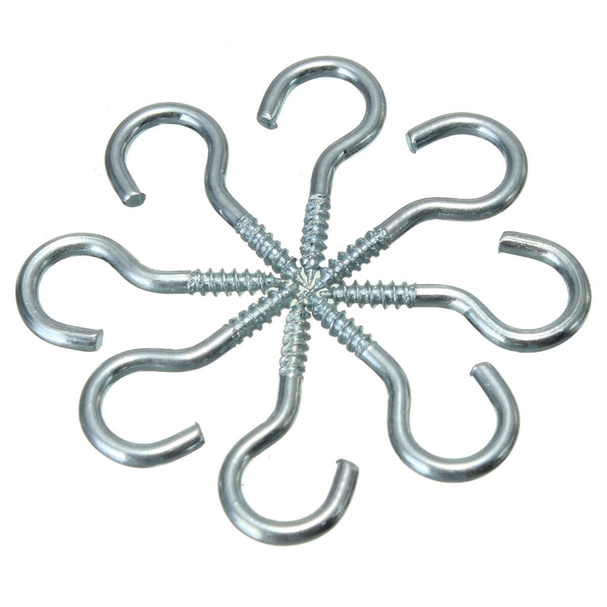 50x Zinc Plated Metal Screw Hooks Rings Hanger For Hanging Cups Garden Plants 1.8x20mm