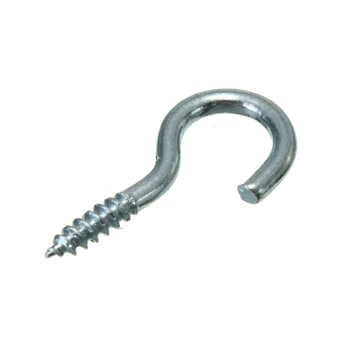 50x Zinc Plated Metal Screw Hooks Rings Hanger For Hanging Cups Garden Plants 1.8x20mm