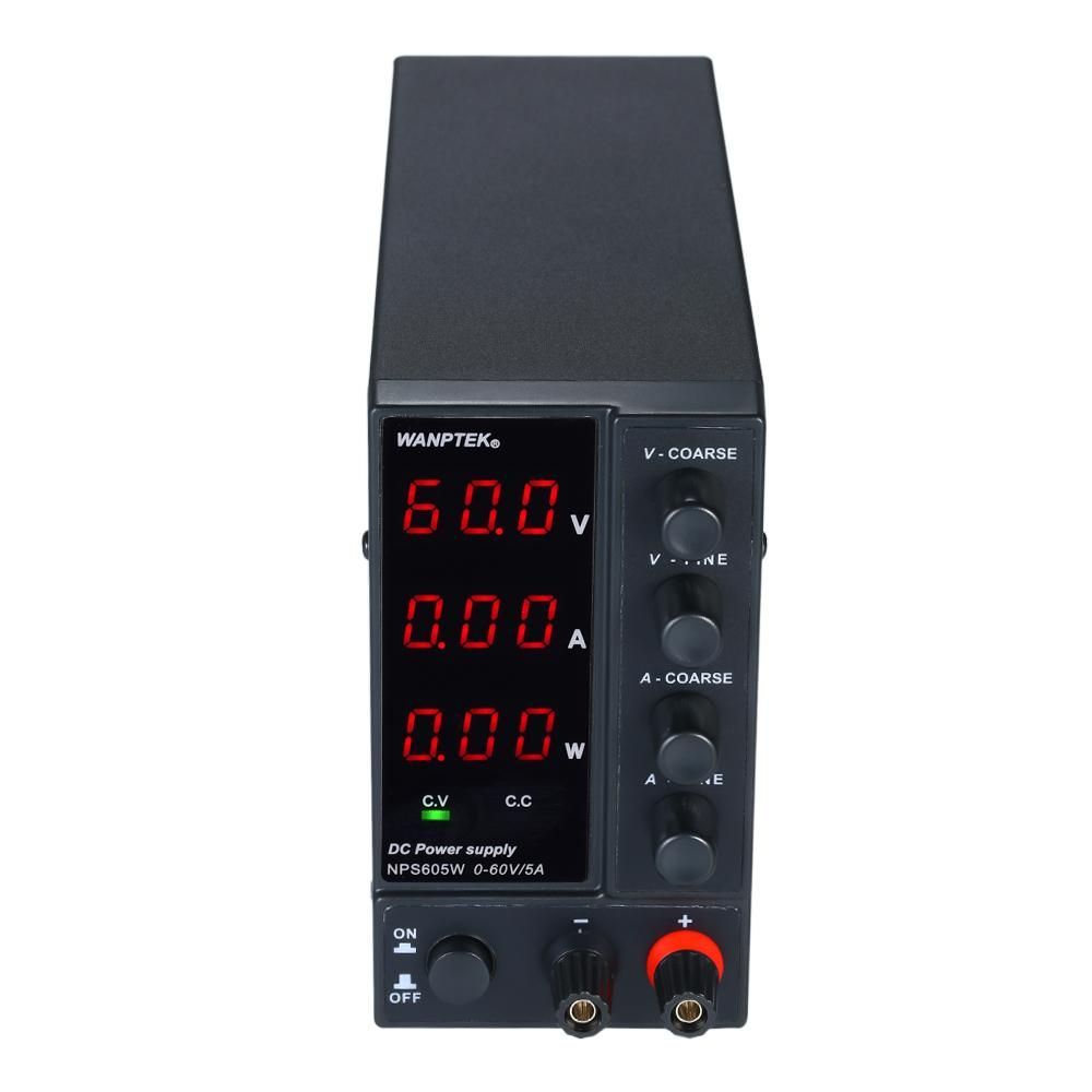 wanptek NPS605W 0-60V 0-5A Switching DC Power Supply 3 Digits Display LED High Precision Adjustable Mini Power Supply AC 115V/230V 50/60Hz Voltage & Current Regulated Dual Output