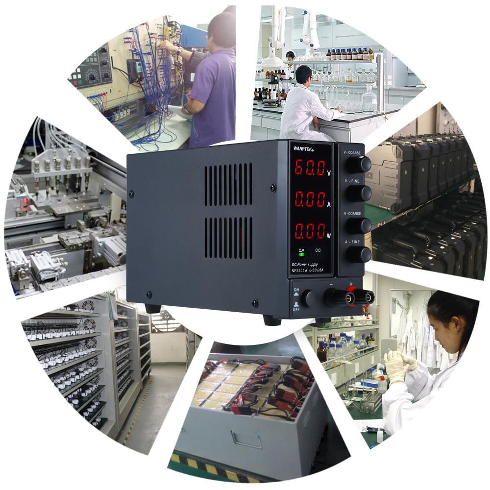 wanptek NPS605W 0-60V 0-5A Switching DC Power Supply 3 Digits Display LED High Precision Adjustable Mini Power Supply AC 115V/230V 50/60Hz Voltage & Current Regulated Dual Output