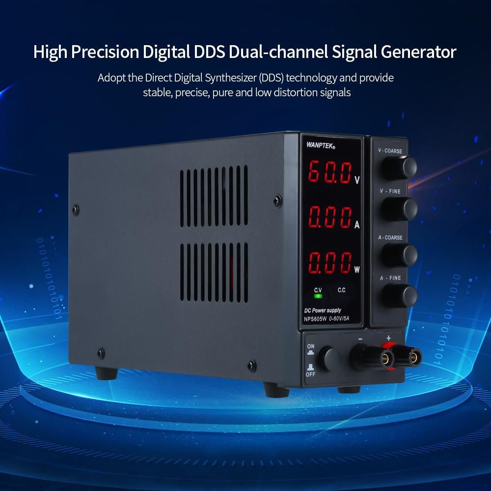 wanptek NPS605W 0-60V 0-5A Switching DC Power Supply 3 Digits Display LED High Precision Adjustable Mini Power Supply AC 115V/230V 50/60Hz Voltage & Current Regulated Dual Output