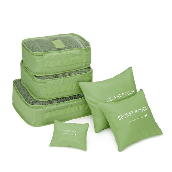 6 P S/Set Square Travel Luggage Storage Bags  Lothes Organizer Pou H  Ase-green