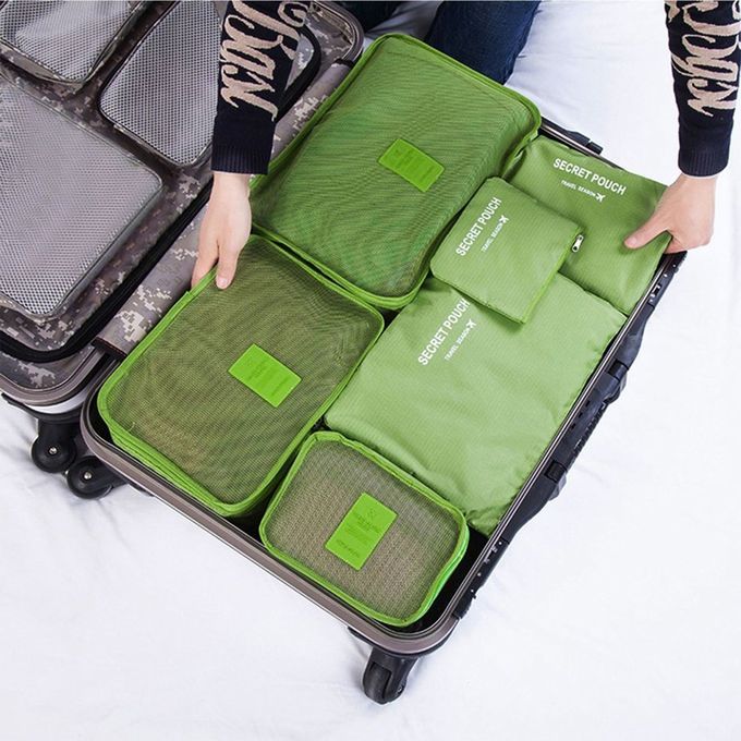 6 P S/Set Square Travel Luggage Storage Bags  Lothes Organizer Pou H  Ase-green