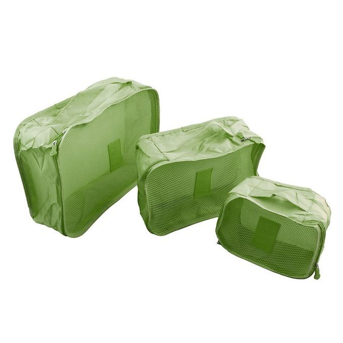 6 P S/Set Square Travel Luggage Storage Bags  Lothes Organizer Pou H  Ase-green