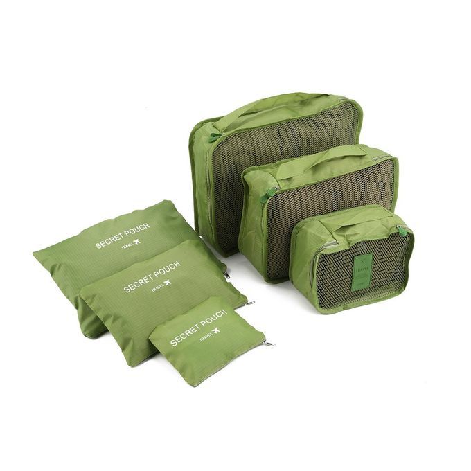 6 P S/Set Square Travel Luggage Storage Bags  Lothes Organizer Pou H  Ase-green