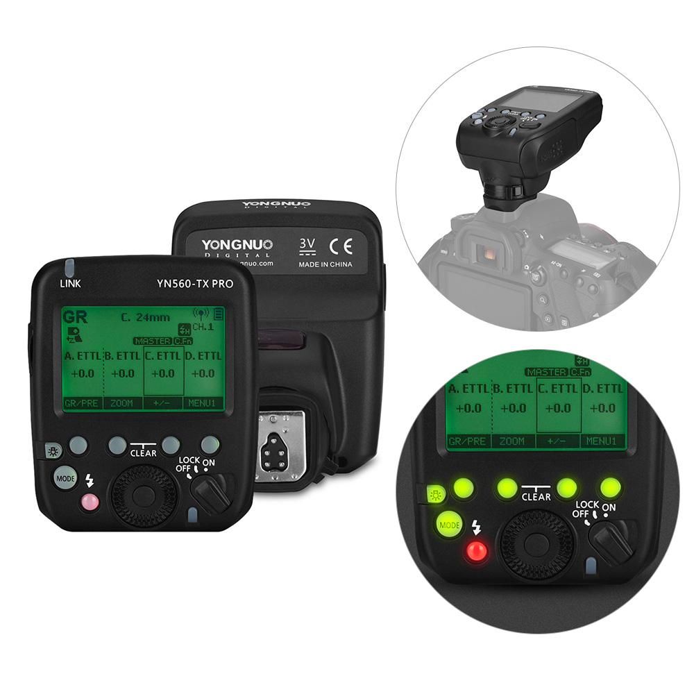 YONGNUO YN560-TX PRO 2.4G On-camera Flash Trigger Speedlite Wireless Transmitter with LCD Screen Replacement for Canon DSLR Camera for YN862C/YN968C/YN200/YN560III/YN560IV/YN860Li/YN720/YN660/YN685 Speedlite for YN622CII/RF60