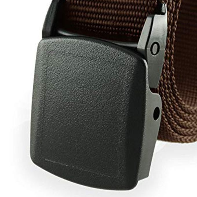 Universal Nylon Plastic Buckle   Waist Belt Men Army-coffee-