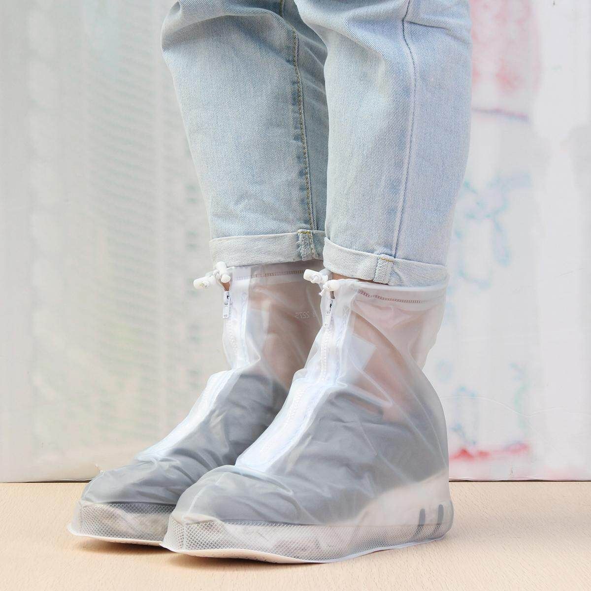 Reusable Rain Shoe Covers Bike Waterproof Zipper Overshoes Boots S(35-36): 26cm/10.2inch S