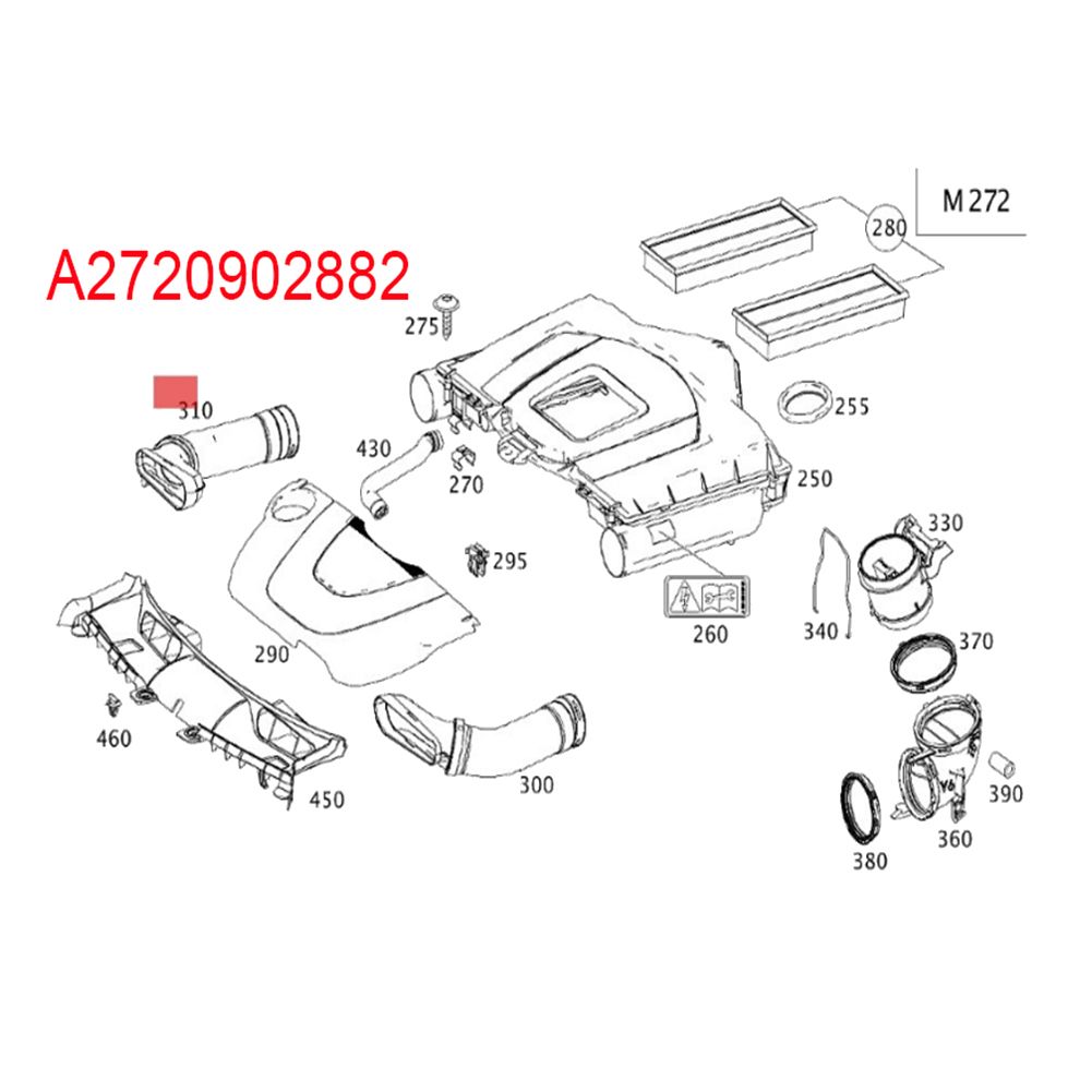 Left Side Air Intake Hose A2720902982 For Mercedes Benz