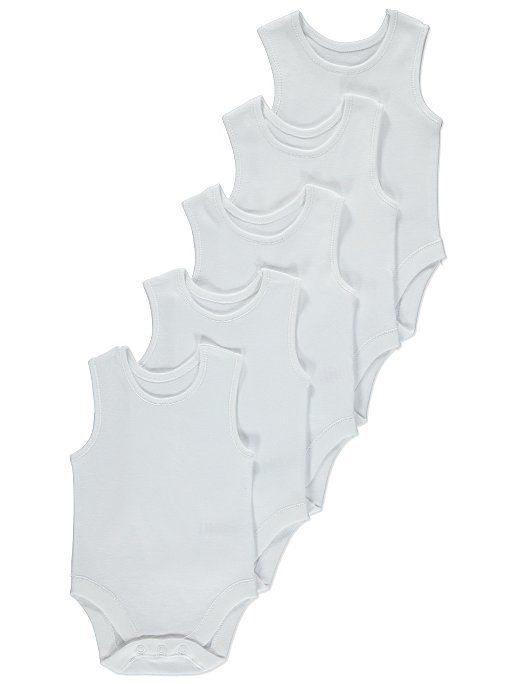 White 5 Packs Sleeveless Bodysuit