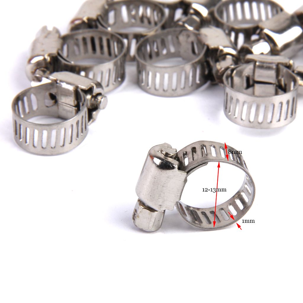 20pcs Adjustable Car Fuel Pipe Hose Clips Stainless Spring Clamps 8