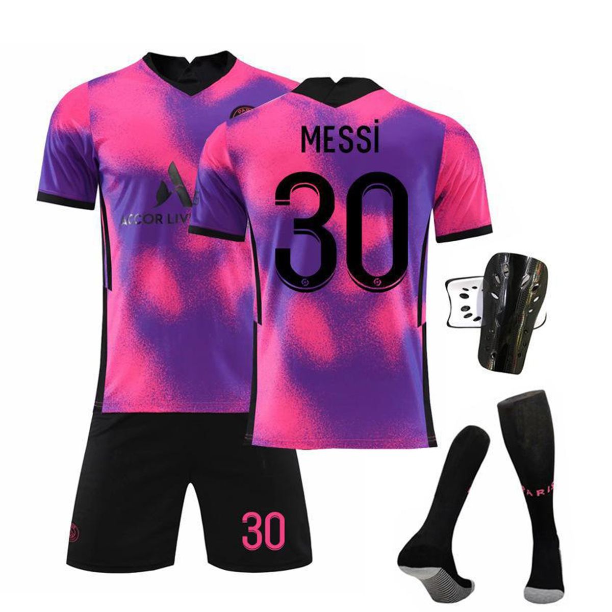 Messi Jersey, PSG Men's Football T-shirt Set, Purple