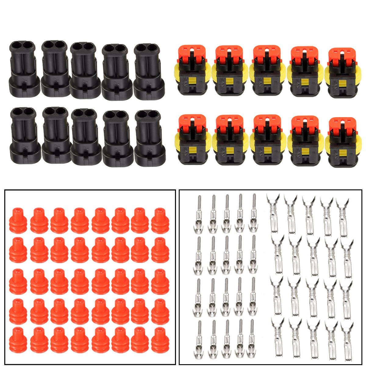 10 Kit 1 2 3 4 Pin Way Sealed Waterproof Electrical Wire Connector Plug Car Set