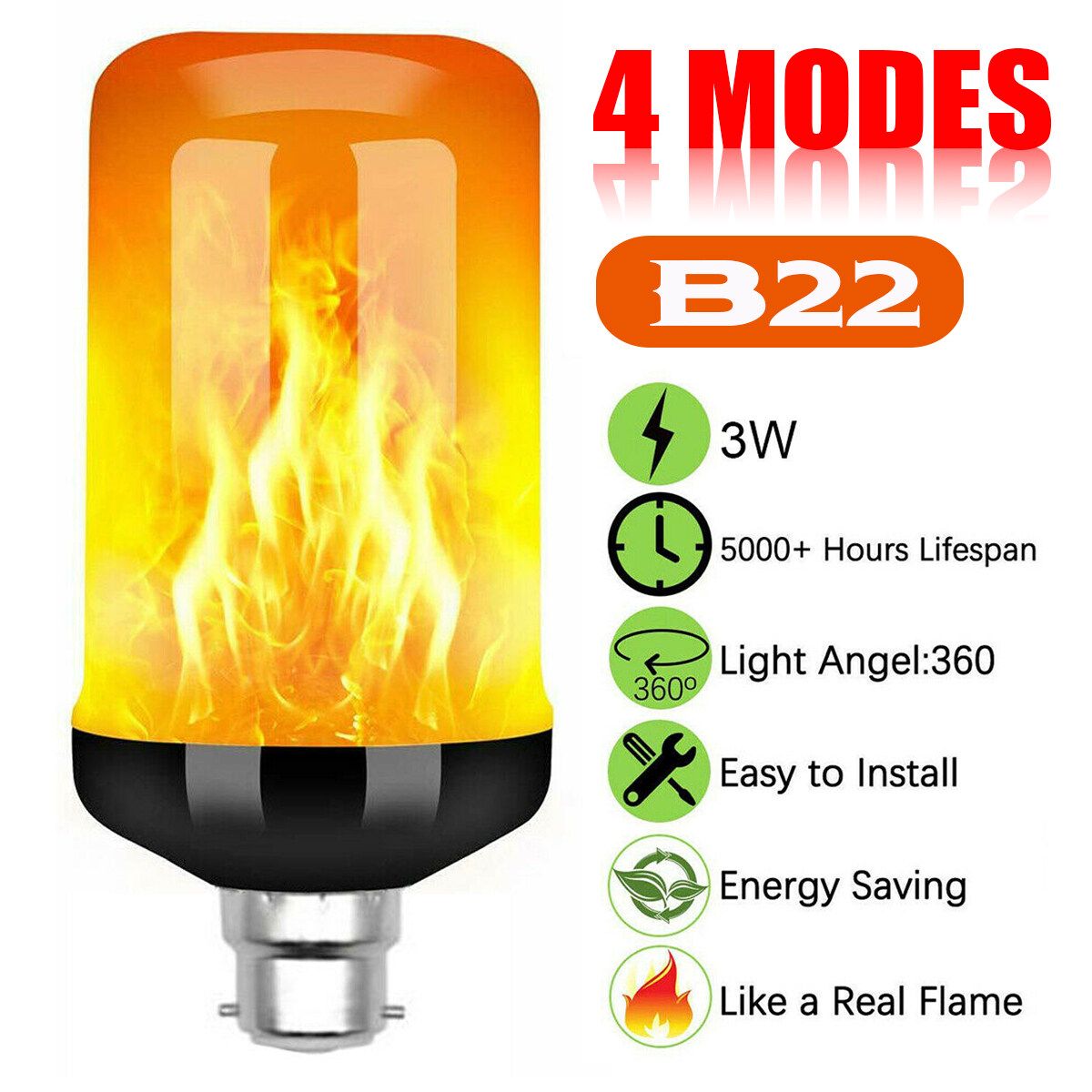 1/2/4pcs E27 B22 99 LED Bulb Flame Effect Light Bulb Flickering Flame Bulb Lamp 1PCS-B22